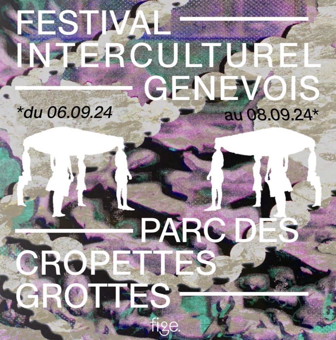 Poster for the Festial Interculturel Genevois, 2024 edition at Parc des Cropettes Grottes.