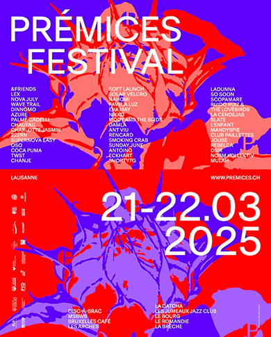 Poster for Premices Festival 2025, Lausanne, Switzerland.